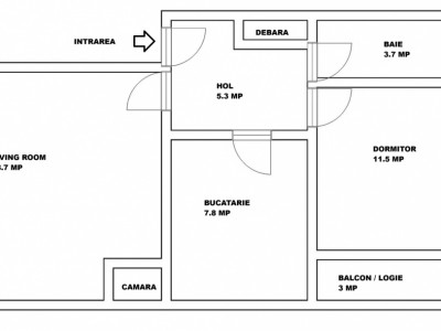 Apartament decomandat de vanzare 2 camere Strand etaj 4 acoperis