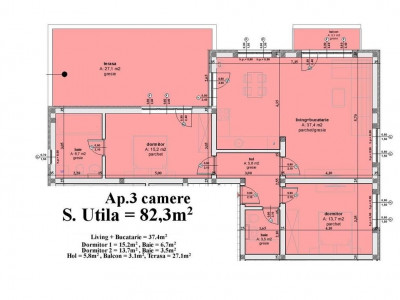 Penthouse de vanzare 3 camere si terasa de 27 mp zona Calea Cisnadiei